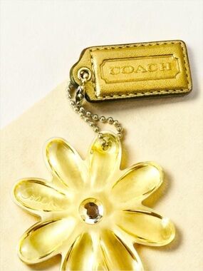 Coach Poppy Yellow Daisy Flower Power Keychain & Bag Charm | Rare & Authentic